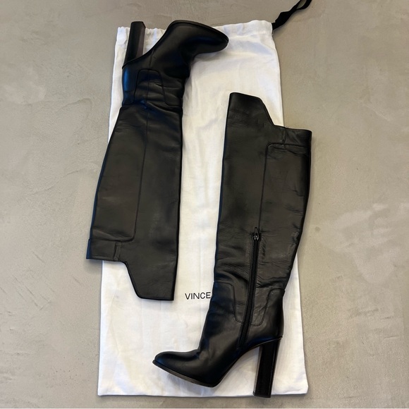 VINCE Dempsey Over the knee Boots with Block Heel, Black, 7.5 - Picture 3 of 13